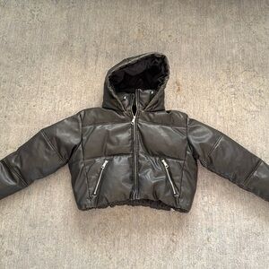 NWOT Zara Faux Leather Puffer Jacket